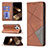 Funda de Cuero Cartera con Soporte Patron de Moda Carcasa L04 para Apple iPhone 14 Pro Max Marron