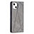 Funda de Cuero Cartera con Soporte Patron de Moda Carcasa L04 para Apple iPhone 15 Gris