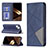 Funda de Cuero Cartera con Soporte Patron de Moda Carcasa L04 para Apple iPhone 15 Plus Azul