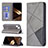 Funda de Cuero Cartera con Soporte Patron de Moda Carcasa L04 para Apple iPhone 15 Plus Gris