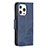 Funda de Cuero Cartera con Soporte Patron de Moda Carcasa L05 para Apple iPhone 14 Pro Max Azul