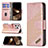 Funda de Cuero Cartera con Soporte Patron de Moda Carcasa L05 para Apple iPhone 14 Pro Max Oro Rosa