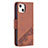 Funda de Cuero Cartera con Soporte Patron de Moda Carcasa L05 para Apple iPhone 15 Marron