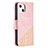 Funda de Cuero Cartera con Soporte Patron de Moda Carcasa L05 para Apple iPhone 15 Oro Rosa