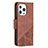 Funda de Cuero Cartera con Soporte Patron de Moda Carcasa L05 para Apple iPhone 15 Pro Marron