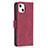 Funda de Cuero Cartera con Soporte Patron de Moda Carcasa L06 para Apple iPhone 13 Mini Rojo