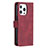 Funda de Cuero Cartera con Soporte Patron de Moda Carcasa L06 para Apple iPhone 14 Pro Rojo