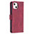 Funda de Cuero Cartera con Soporte Patron de Moda Carcasa L06 para Apple iPhone 15 Plus Rojo