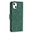 Funda de Cuero Cartera con Soporte Patron de Moda Carcasa L06 para Apple iPhone 15 Plus Verde