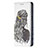 Funda de Cuero Cartera con Soporte Patron de Moda Carcasa para Apple iPhone 15 Gris