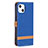 Funda de pano Cartera con Soporte para Apple iPhone 15 Azul