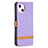 Funda de pano Cartera con Soporte para Apple iPhone 15 Plus Morado