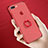 Funda Dura Plastico Rigida Transparente con Anillo de dedo Soporte para Apple iPhone 7 Plus Rojo