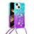 Funda Silicona Carcasa Goma Bling-Bling con Acollador Cordon Lanyard S01 para Apple iPhone 14