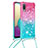 Funda Silicona Carcasa Goma Bling-Bling con Acollador Cordon Lanyard S01 para Samsung Galaxy A02