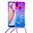 Funda Silicona Carcasa Goma Bling-Bling con Acollador Cordon Lanyard S01 para Samsung Galaxy A10s