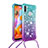 Funda Silicona Carcasa Goma Bling-Bling con Acollador Cordon Lanyard S01 para Samsung Galaxy A11