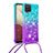 Funda Silicona Carcasa Goma Bling-Bling con Acollador Cordon Lanyard S01 para Samsung Galaxy A12