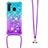 Funda Silicona Carcasa Goma Bling-Bling con Acollador Cordon Lanyard S01 para Samsung Galaxy A21