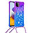 Funda Silicona Carcasa Goma Bling-Bling con Acollador Cordon Lanyard S01 para Samsung Galaxy A22s 5G