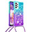 Funda Silicona Carcasa Goma Bling-Bling con Acollador Cordon Lanyard S01 para Samsung Galaxy A23 4G