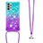 Funda Silicona Carcasa Goma Bling-Bling con Acollador Cordon Lanyard S01 para Samsung Galaxy A32 4G