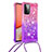 Funda Silicona Carcasa Goma Bling-Bling con Acollador Cordon Lanyard S01 para Samsung Galaxy A72 4G