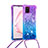 Funda Silicona Carcasa Goma Bling-Bling con Acollador Cordon Lanyard S01 para Samsung Galaxy A81