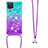 Funda Silicona Carcasa Goma Bling-Bling con Acollador Cordon Lanyard S01 para Samsung Galaxy F12