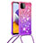 Funda Silicona Carcasa Goma Bling-Bling con Acollador Cordon Lanyard S01 para Samsung Galaxy F42 5G