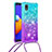 Funda Silicona Carcasa Goma Bling-Bling con Acollador Cordon Lanyard S01 para Samsung Galaxy M01 Core