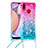 Funda Silicona Carcasa Goma Bling-Bling con Acollador Cordon Lanyard S01 para Samsung Galaxy M01s