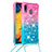 Funda Silicona Carcasa Goma Bling-Bling con Acollador Cordon Lanyard S01 para Samsung Galaxy M10S