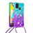 Funda Silicona Carcasa Goma Bling-Bling con Acollador Cordon Lanyard S01 para Samsung Galaxy M21s