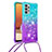 Funda Silicona Carcasa Goma Bling-Bling con Acollador Cordon Lanyard S01 para Samsung Galaxy M32 5G