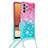 Funda Silicona Carcasa Goma Bling-Bling con Acollador Cordon Lanyard S01 para Samsung Galaxy M32 5G