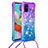 Funda Silicona Carcasa Goma Bling-Bling con Acollador Cordon Lanyard S01 para Samsung Galaxy M40S