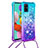 Funda Silicona Carcasa Goma Bling-Bling con Acollador Cordon Lanyard S01 para Samsung Galaxy M40S