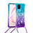 Funda Silicona Carcasa Goma Bling-Bling con Acollador Cordon Lanyard S01 para Samsung Galaxy M60s