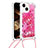 Funda Silicona Carcasa Goma Bling-Bling con Acollador Cordon Lanyard S02 para Apple iPhone 13