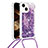 Funda Silicona Carcasa Goma Bling-Bling con Acollador Cordon Lanyard S02 para Apple iPhone 14