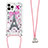 Funda Silicona Carcasa Goma Bling-Bling con Acollador Cordon Lanyard S02 para Apple iPhone 14 Pro Max