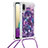 Funda Silicona Carcasa Goma Bling-Bling con Acollador Cordon Lanyard S02 para Samsung Galaxy A02