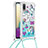 Funda Silicona Carcasa Goma Bling-Bling con Acollador Cordon Lanyard S02 para Samsung Galaxy A02