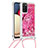 Funda Silicona Carcasa Goma Bling-Bling con Acollador Cordon Lanyard S02 para Samsung Galaxy A02s