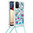 Funda Silicona Carcasa Goma Bling-Bling con Acollador Cordon Lanyard S02 para Samsung Galaxy A02s