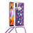 Funda Silicona Carcasa Goma Bling-Bling con Acollador Cordon Lanyard S02 para Samsung Galaxy A11