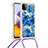 Funda Silicona Carcasa Goma Bling-Bling con Acollador Cordon Lanyard S02 para Samsung Galaxy A22s 5G