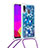 Funda Silicona Carcasa Goma Bling-Bling con Acollador Cordon Lanyard S02 para Samsung Galaxy A30