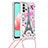 Funda Silicona Carcasa Goma Bling-Bling con Acollador Cordon Lanyard S02 para Samsung Galaxy A32 4G